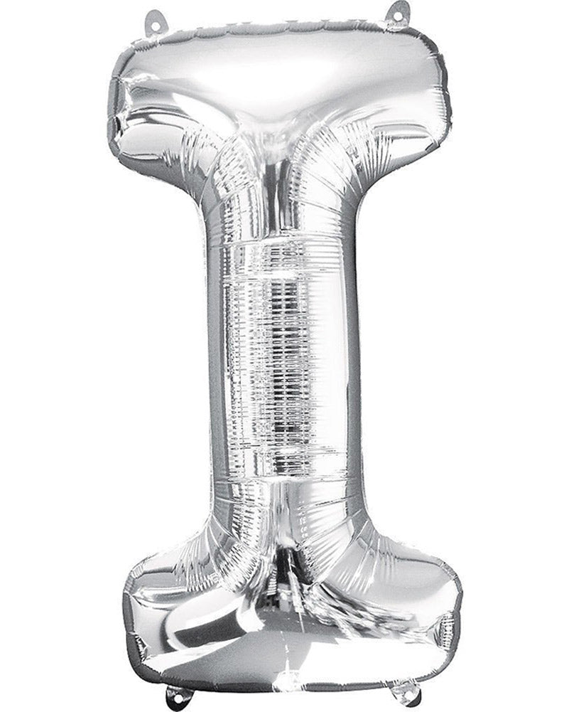 Silver 86cm Letter I Supershape Foil Balloon