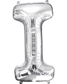 Silver 86cm Letter I Supershape Foil Balloon