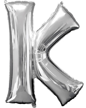 Silver 86cm Letter K Supershape Foil Balloon