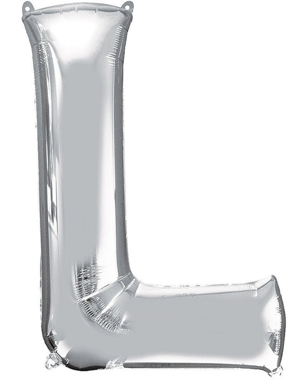 Silver 86cm Letter L Supershape Foil Balloon