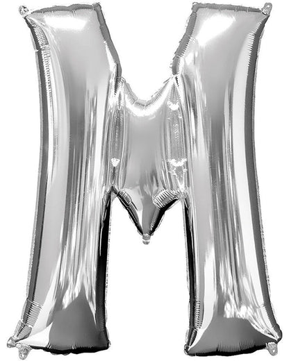Silver 86cm Letter M Supershape Foil Balloon