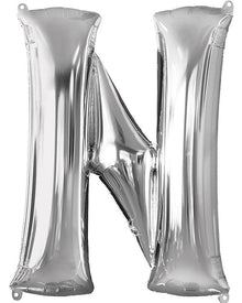 Silver 86cm Letter N Supershape Foil Balloon