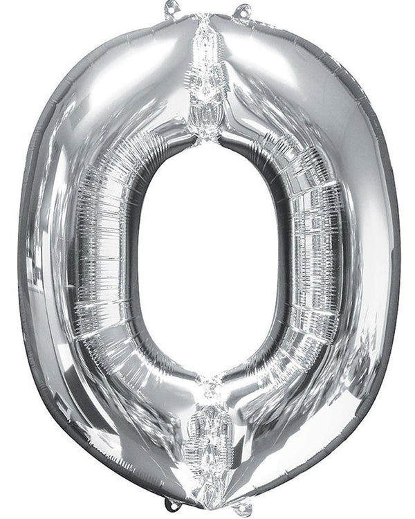 Silver 86cm Letter O Supershape Foil Balloon