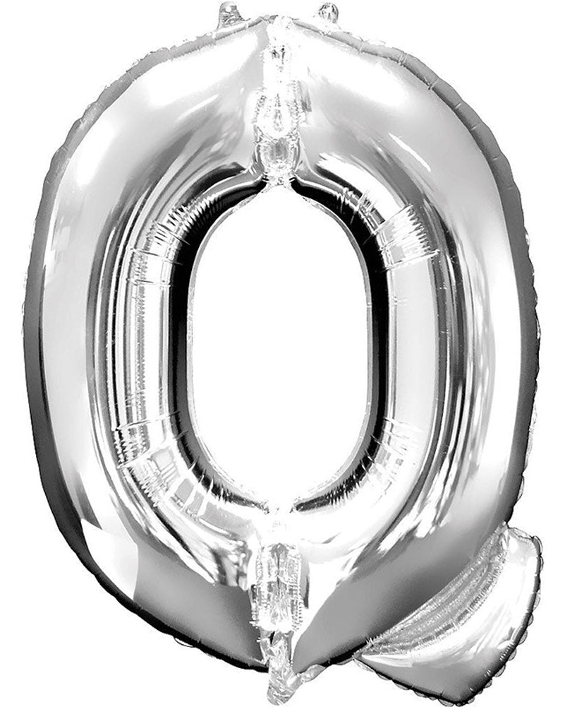 Silver 86cm Letter Q Supershape Foil Balloon