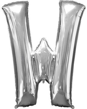 Silver 86cm Letter W Supershape Foil Balloon