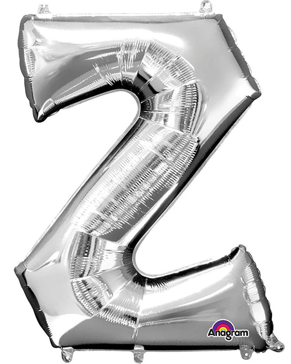 Silver 86cm Letter Z Supershape Foil Balloon
