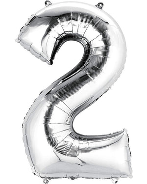 Silver 86cm Number 2 Supershape Foil Balloon