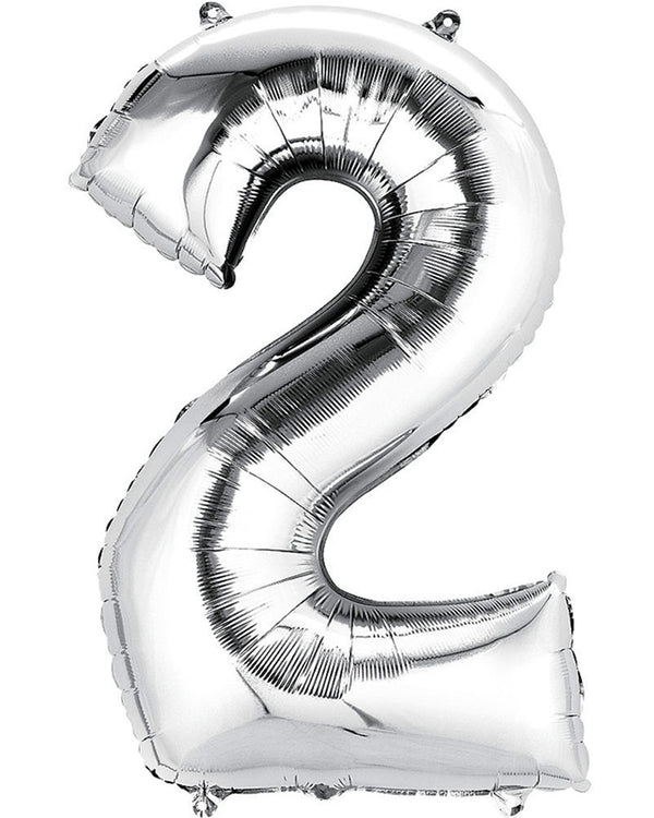 Silver 86cm Number 2 Supershape Foil Balloon