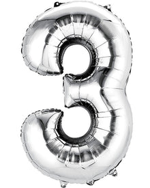 Silver 86cm Number 3 Supershape Foil Balloon