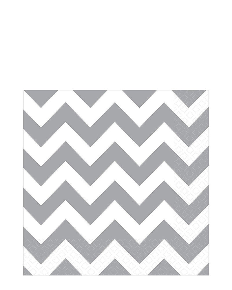 Silver Chevron Lunch Napkins Pack of 16