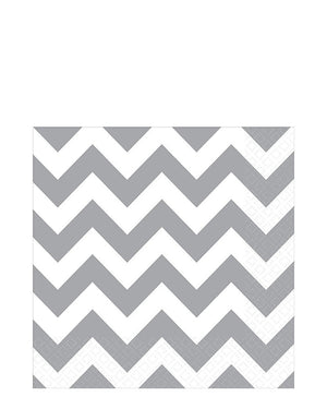 Silver Chevron Lunch Napkins Pack of 16