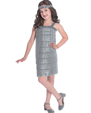 20s Silver Flapper Girls Costume