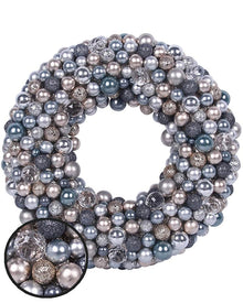 Silver Glitter Balls Christmas Wreath 32cm