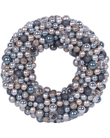 Silver Glitter Balls Christmas Wreath 32cm