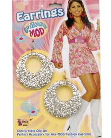 70s Silver Glitter Mod Earrings