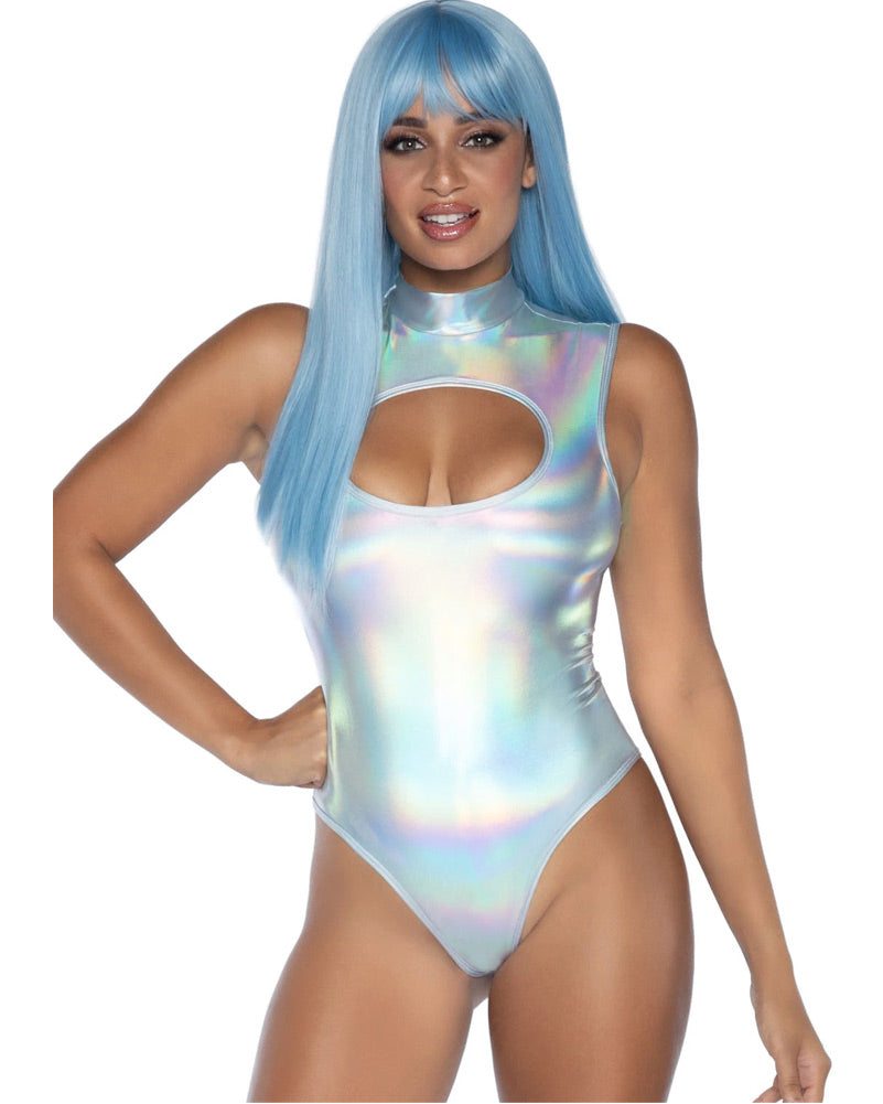 Silver Keyhole Womens Bodysuit