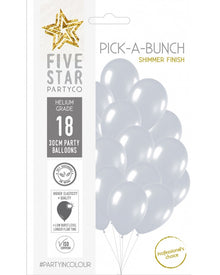 Christmas Silver Shimmer Round 30cm Latex Balloons Pack of 18