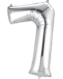 Silver 86cm Number 7 Supershape Foil Balloon