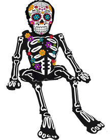 Sitting Day of the Dead Skeleton Balloon For Halloween