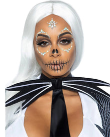 Skeleton Skull Adhesive Face and Chest Jewels Sticker For Halloween