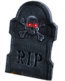 RIP Skull and Crossbones Light Up Tombstone 55cm For Halloween