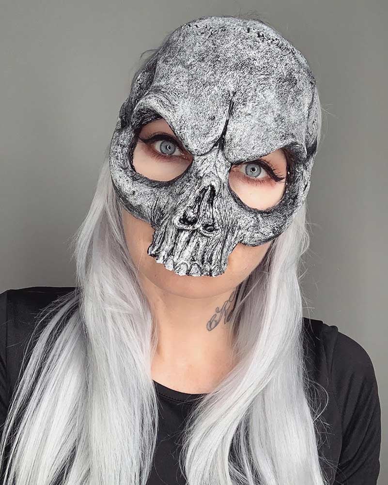 Skull Black and White Half Mask