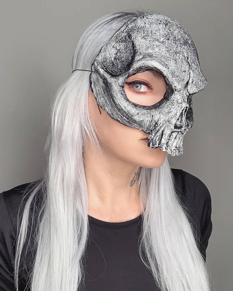 Skull Black and White Half Mask