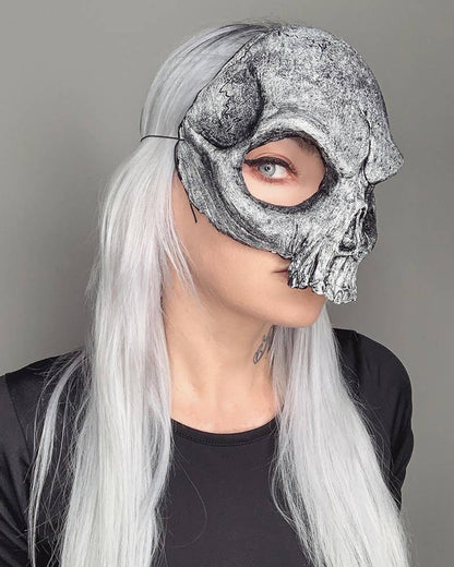 Skull Black and White Half Mask