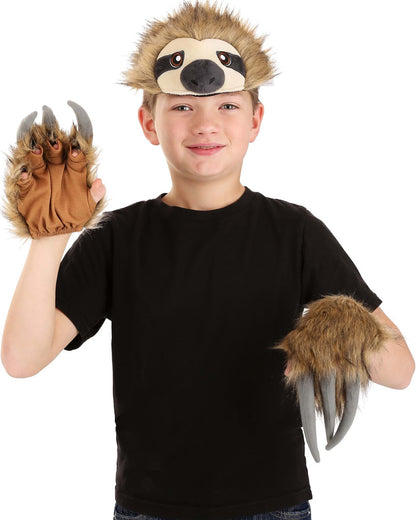 Sloth Plush Headband and Paws Deluxe Set