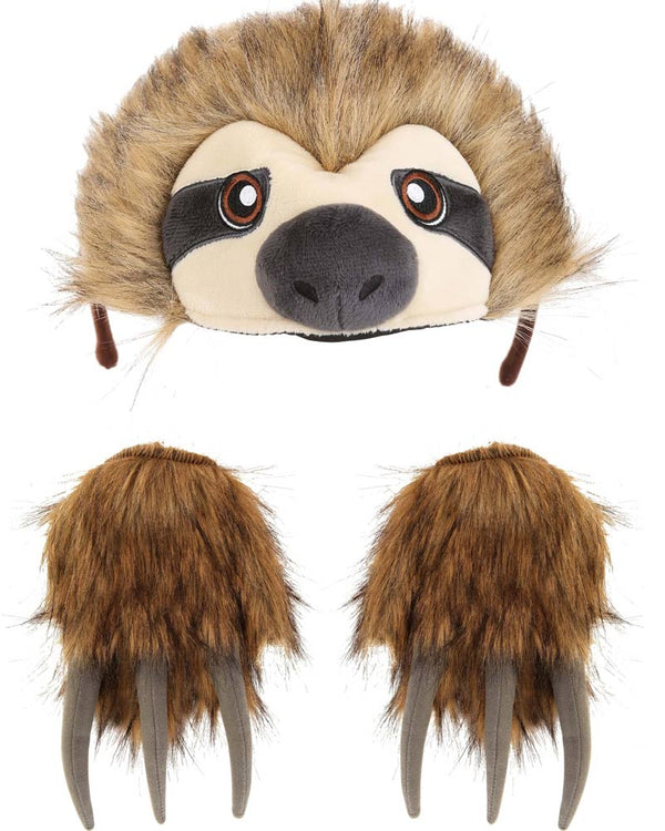 Sloth Plush Headband and Paws Set