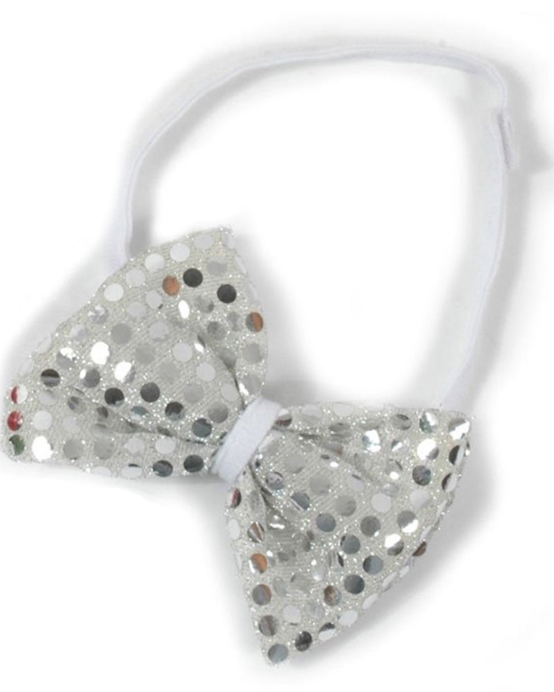 Snazzy Silver Sequin Bow Tie