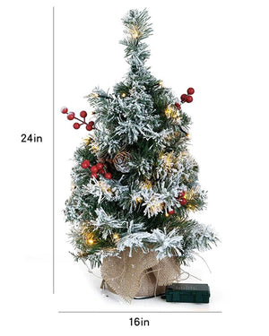 Christmas Snow Flocked Prelit Tabletop Tree