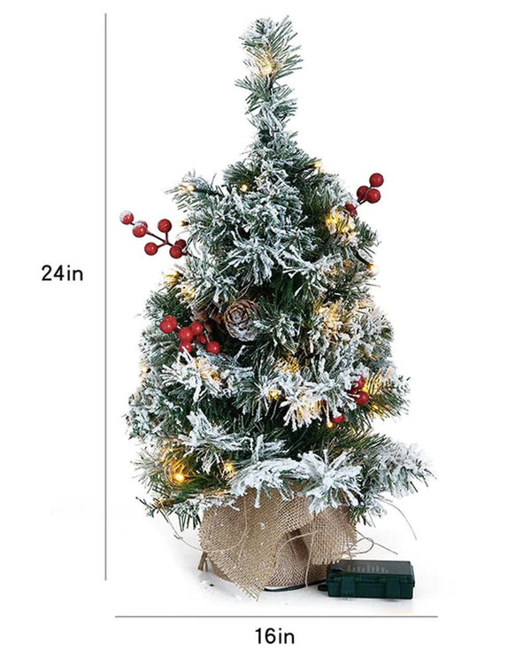 Christmas Snow Flocked Prelit Tabletop Tree