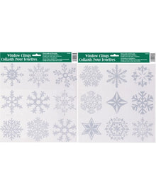 Image of silver snowflake window clings.