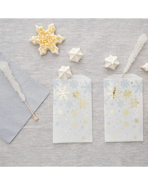 Christmas Snowflake Gold and Silver Treat Bags Pack of 8