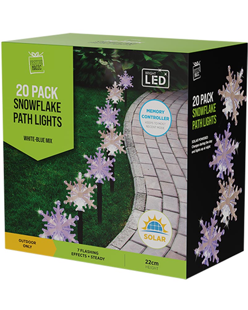 Snowflake Path Solar Christmas Lights Pack of 20