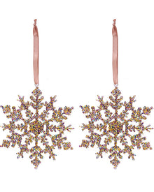 Christmas Snowflake with Pink Glitter 12cm Pack of 2