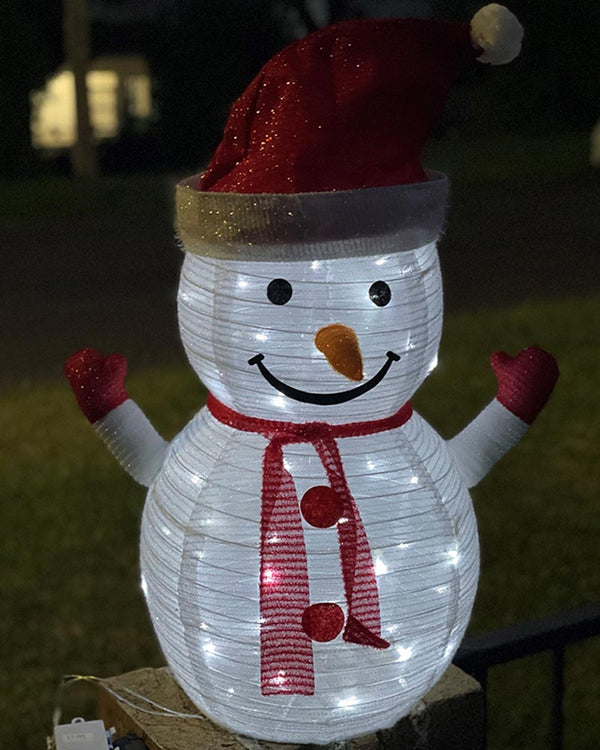 Mesh Tinsel Snowman Lawn Decoration with Christmas LEDs 70cm