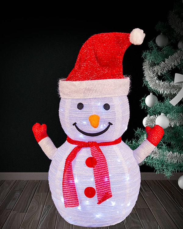 Mesh Tinsel Snowman Lawn Decoration with Christmas LEDs 70cm