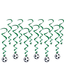 Soccer Ball Hanging Swirl Decorations Pack of 12