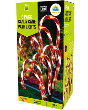 Solar Mini Candy Cane Path Christmas Lights Pack of 8