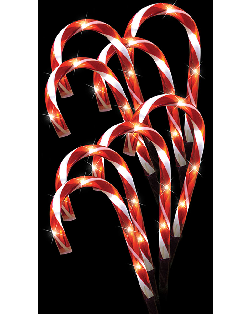 Solar Mini Candy Cane Path Christmas Lights 32cm Pack of 8