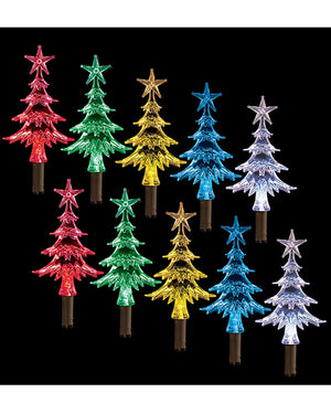 Solar Mini Tree Multi-Coloured Path Christmas Lights Pack of 10
