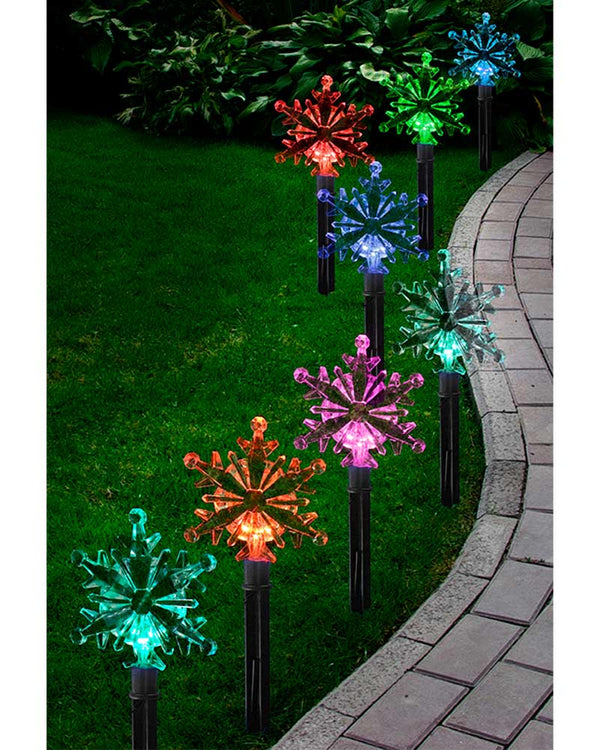 Christmas Solar Path Colour Change Snowflakes Pack of 8