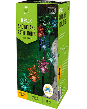 Christmas Solar Path Colour Change Snowflakes Pack of 8