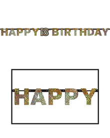 Sparkling Celebration 18th Prismatic Letter Banner