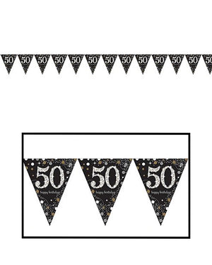 Sparkling Celebration 50 Prismatic Pennant Banner - Plastic