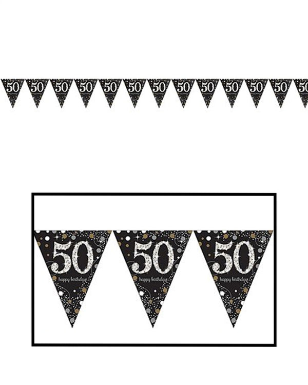 Sparkling Celebration 50 Prismatic Pennant Banner - Plastic