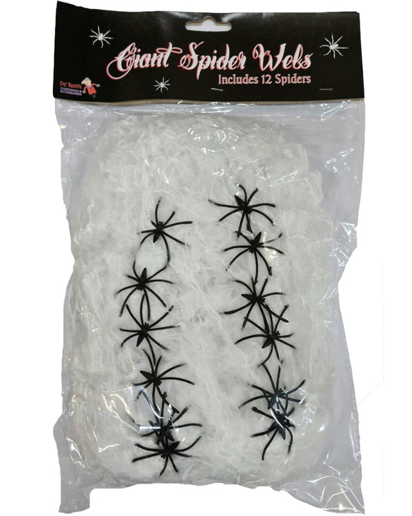 Spider Web with 12 Black Spiders 240g