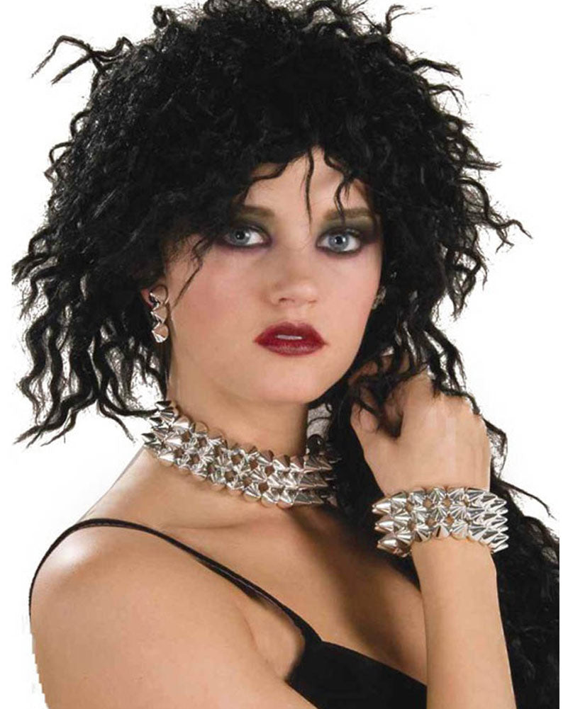 80s Spiked Bracelet Choker and Earrings Set